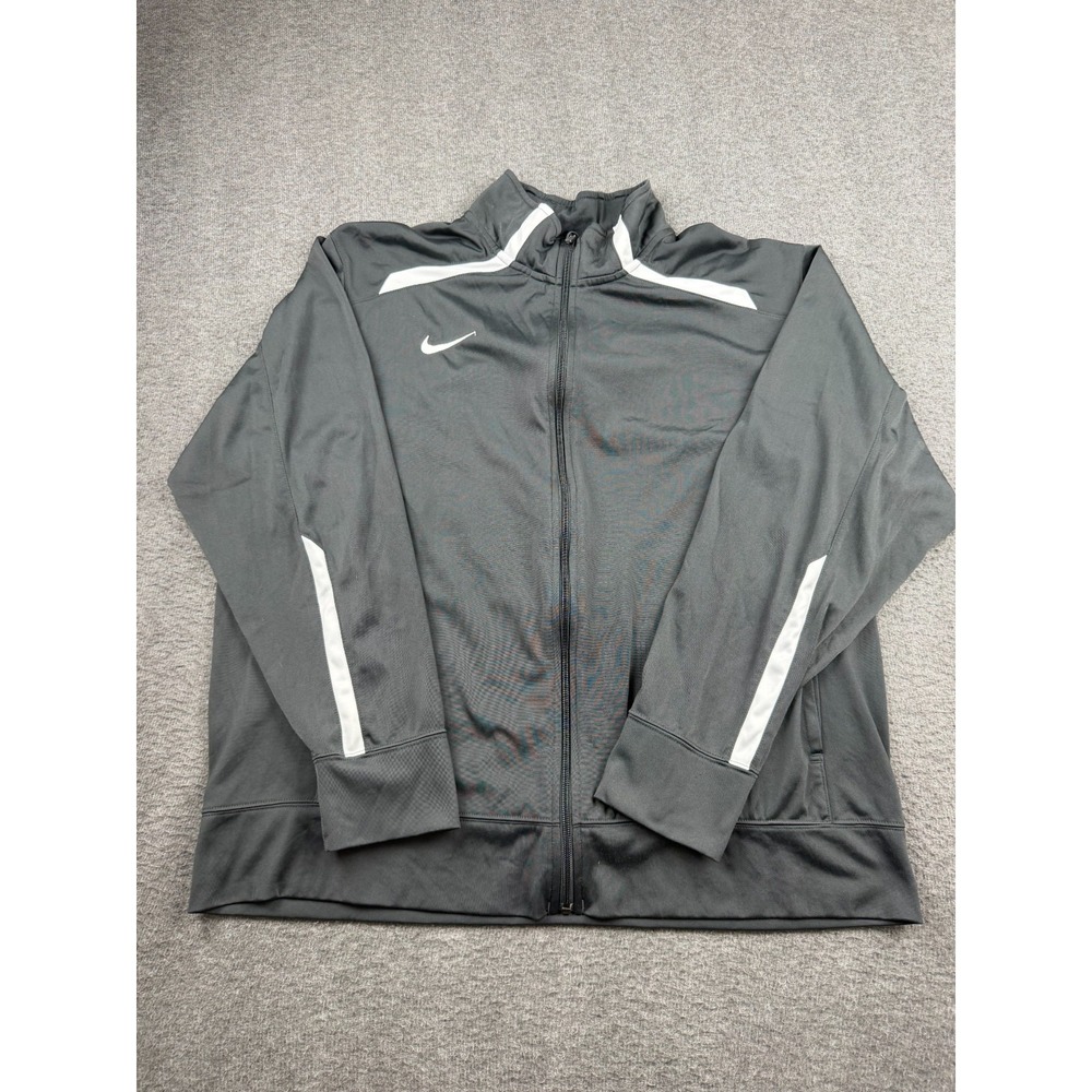 Nike‎ Men's L Large Overtime Warm Up Jacket Gray White Full Zip Track Training